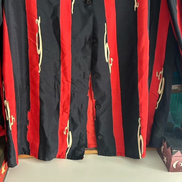 Highland Queen Vintage 80s Vibrant Red and Black Striped Shirt - Picture 14 of 16